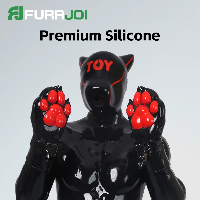Furrjoi سيليكون قبضة قفازات الكلب مخلب فروي الوثن تأثيري اللون مخصص المتاحة جرو اللعب هالوين ملابس تنكرية للحفلات