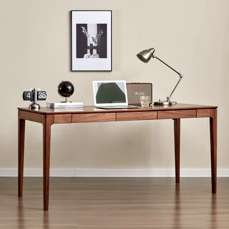 

Скандинавский стол из цельного дерева. Современный простой стол из черного ореха. Учебный стол. Студенческий компьютер.