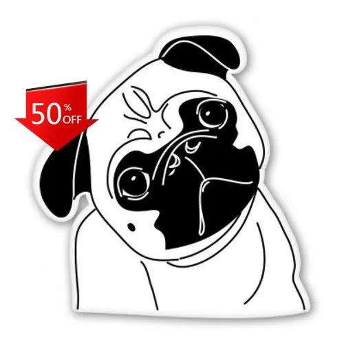 Pug Face Unique Motor Home Boat Walls Laptop Waterproof Vinyl Decal Accessory Aesthetic Cool Funny