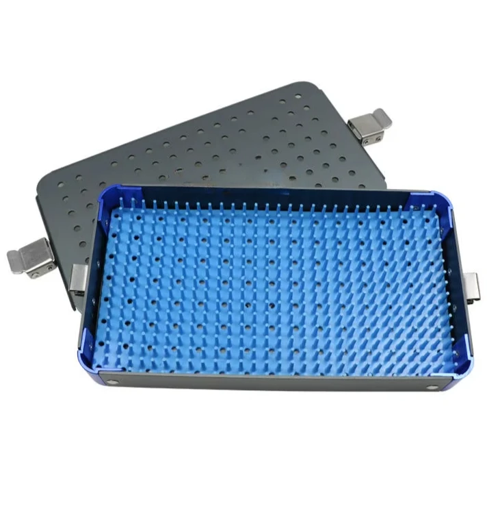 

Professional Aluminums Sterilizings Tray Sterilizations Box Surgicals Box Surgical Tray Autoclavable Box with Silicone Mat