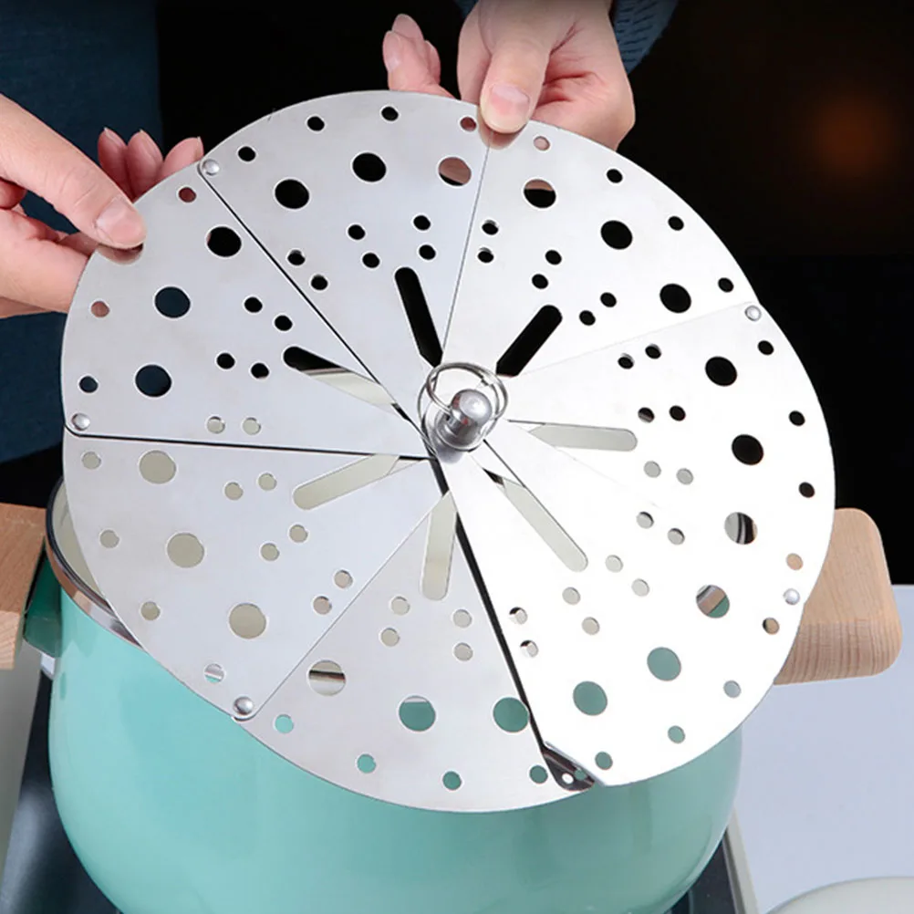 1pc Anti-Spill Lid Stainless Steel Adjustable 12-22Cm Overflow Stopper Cover For Pot Strainer Lid Household Kitchen