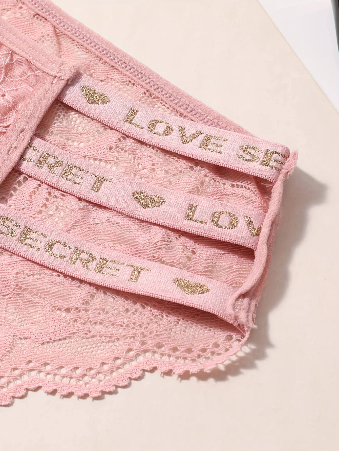 9‑piece women's floral lace underwear set, featuring a soft and breathable design with letter‑printed waistbands