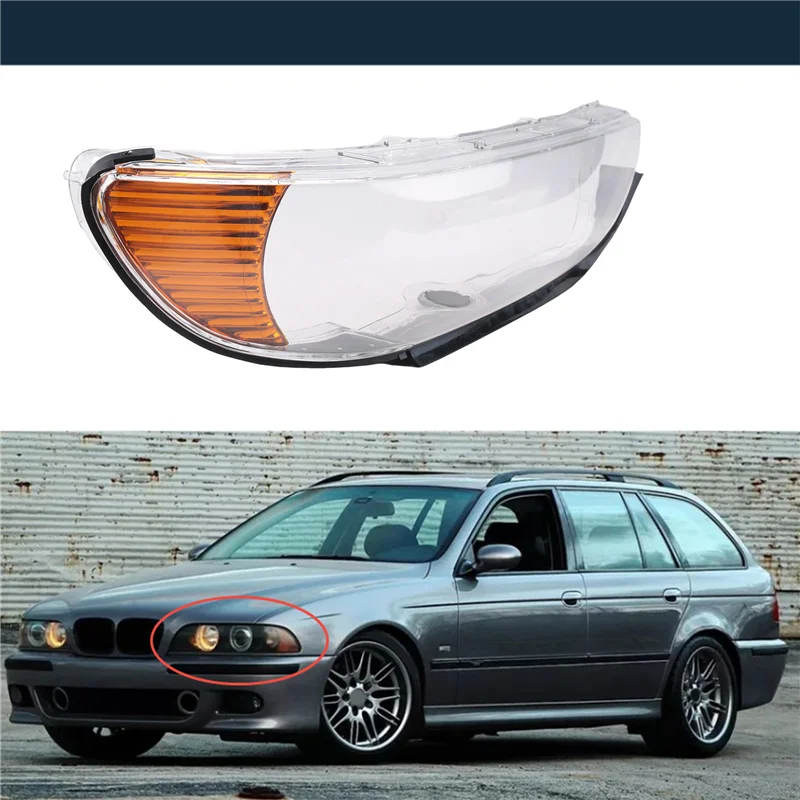 Headlight Cover For BMW 5 SERIES E39 2000- 2004 Car Headlamp Shell Glass Lens Left