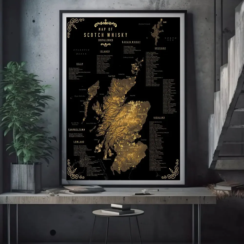 لوحة جدارية ويسكي سكوتش ، طباعة قماش ، منزل ، مطعم ، بار ، ديكور نادي السادة ، ملصق ، ويسكي ، ديكور مصانع التقطير #2