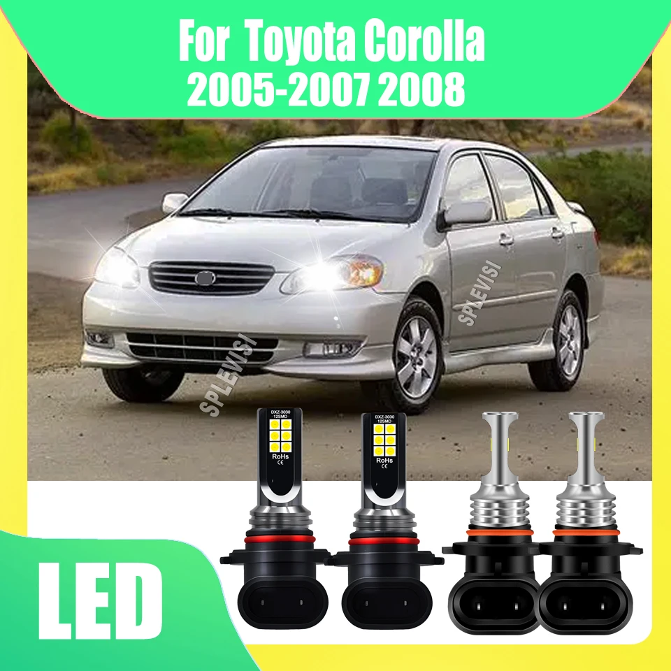 

12v Auto White LED Headlights 9005 9006 High Beam Low Beam Foglamp 9006 CSP Chips For Toyota Corolla 2005 2006 2007 2008