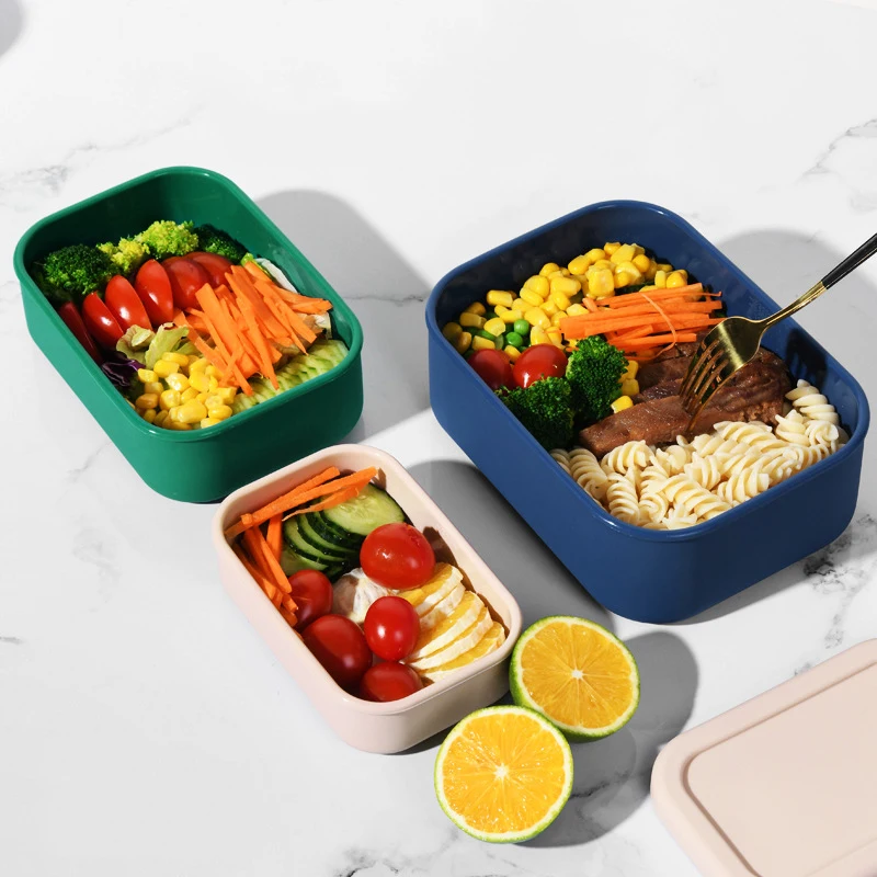 Silicone Bento Lunch Box Microwave Heating Lunch Box Fruit & Vegetable Storage Box Suitable for Students and Office Workers