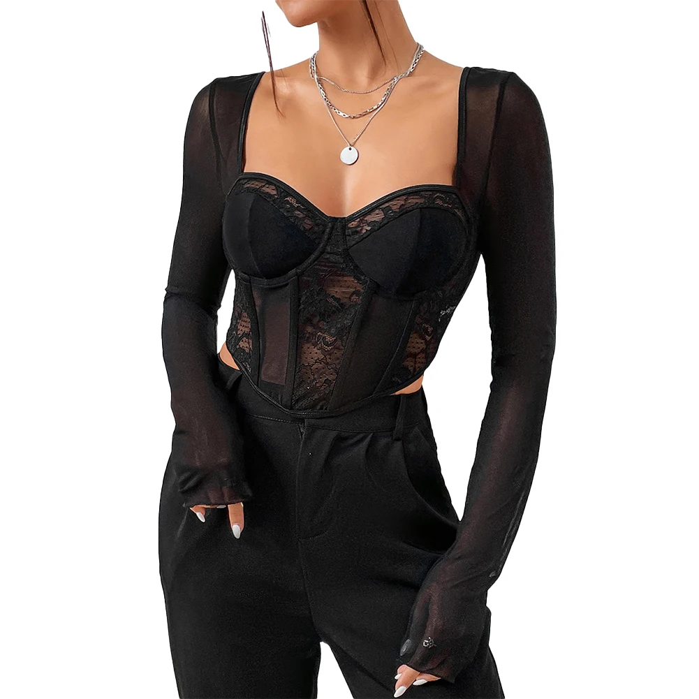 

Comfy Fashion Daily Tops Mesh Herringbone Tops Casual Style Polyester Fabric All Seasons Bandeau Collar Casual