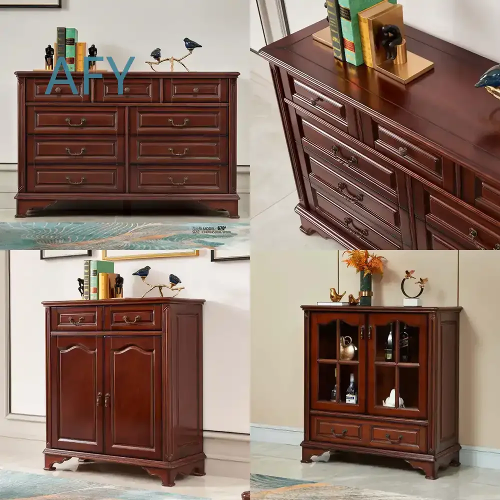 Wooden Entryway Chest of Drawers for American Style Home 5 Drawer 9 Drawer Hallway Cabinet Living Room Wall Mounted Vintage