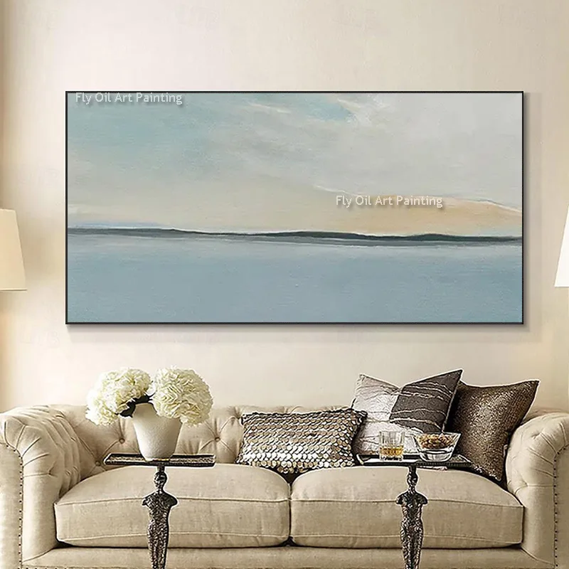 Blue Abstract Peace Sea Canvas Oil Painting Handpainted New Design Artwork Simplism Seascape Wall Art Decor Original Artwork
