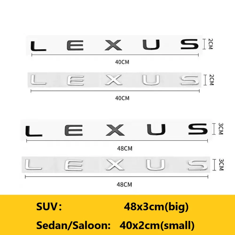 

5 English letter stickers Fit for Lexus NX260 RX350 GX550 CT200H IS250 CT IS LS ES NX RX UX GX GX470 RX400 ES300 GS300 F sport