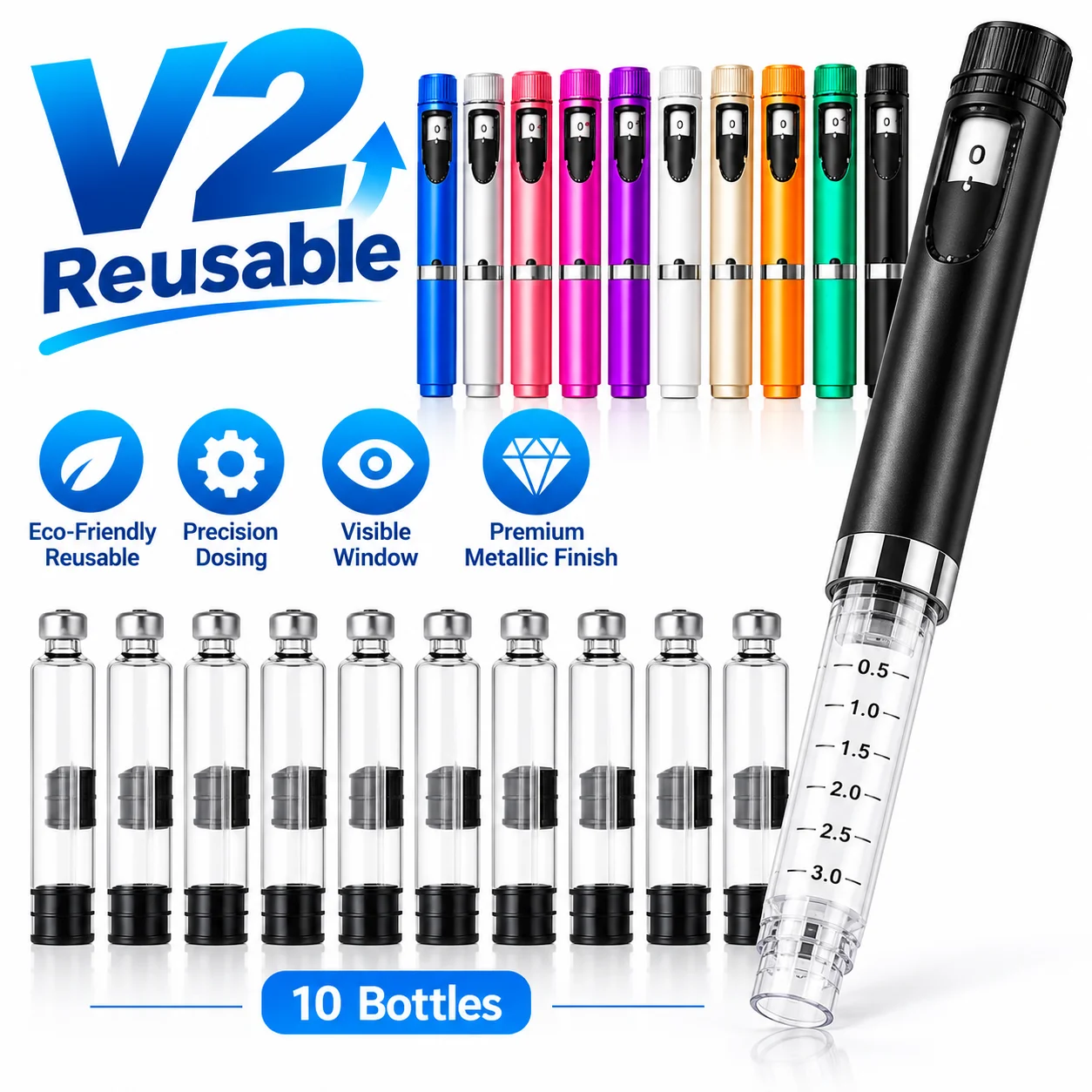 V2 Reusable Magic Injection Pen Various Colors Precise Dosing Structure Peptide Subcutaneous Injector Injection Handheld Tool