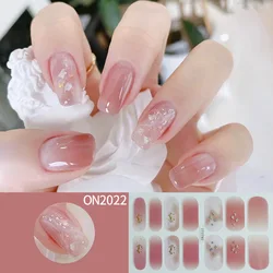 14Tips DIY Gel Nail Stickers Glittering Simple Long-Lasting Nail Strips Patch Slider Sticker Full Cover Decal Nail Manicure