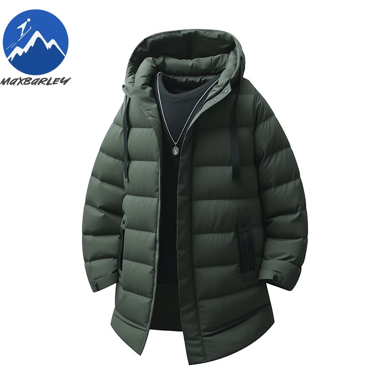 Maxbarley 2025 Winter Warm Parka Long Men Urban All-match Thick Cotton Padded Jacket Casual Camping Ski Windproof Hooded Coat