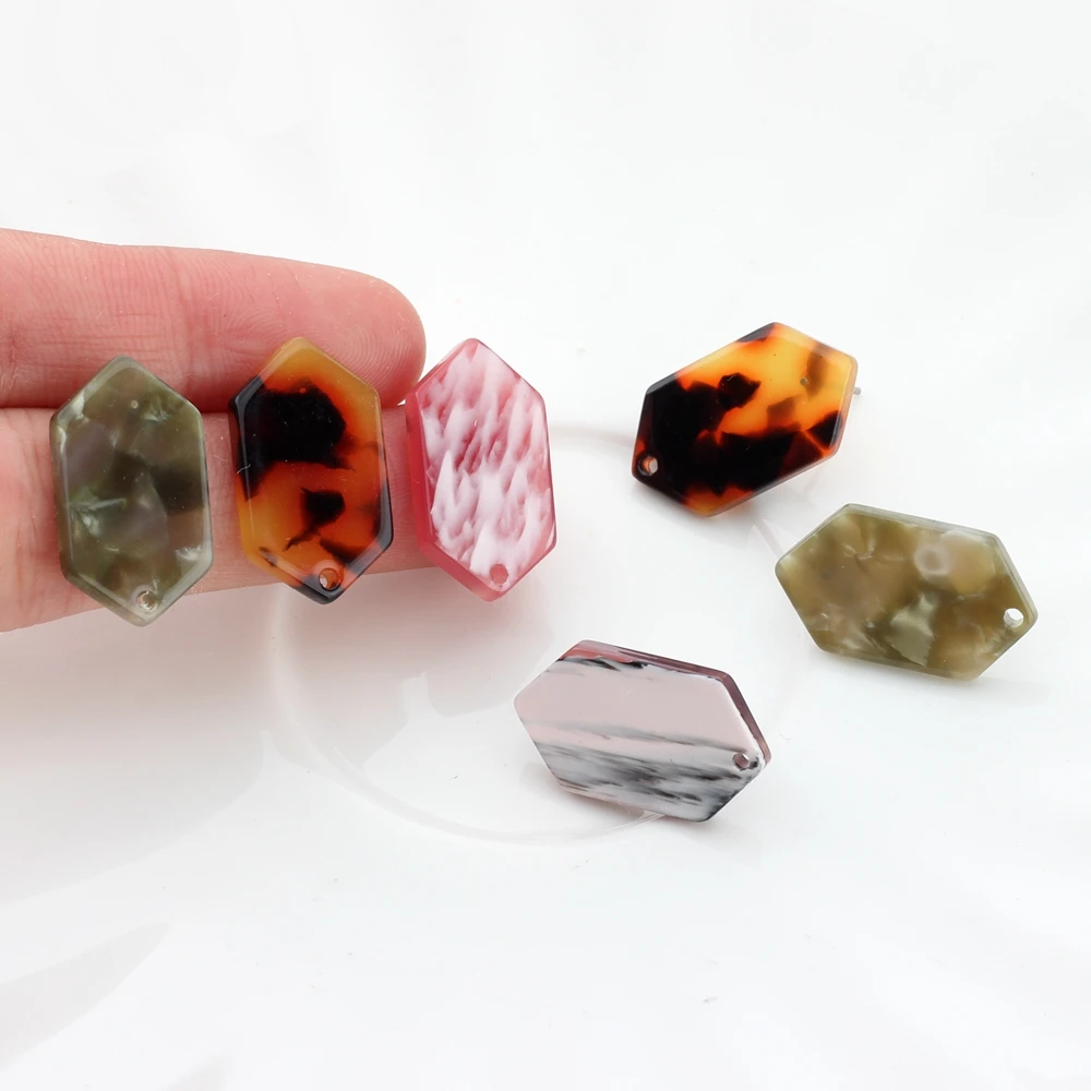 Acetate Resin Tortoiseshell Geometric Base Earrings Connector 14*24mm 6pcs/lot For DIY Earring Making Jewelry Accessories