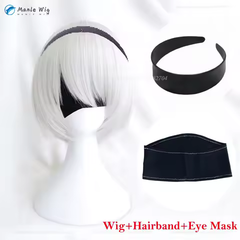 High Quality Anime 2B Cosplay Wig 33cm Short Silver White YoRHa No.2 Type B Wigs Heat Resistant Hair Halloween Wigs + Wig Cap