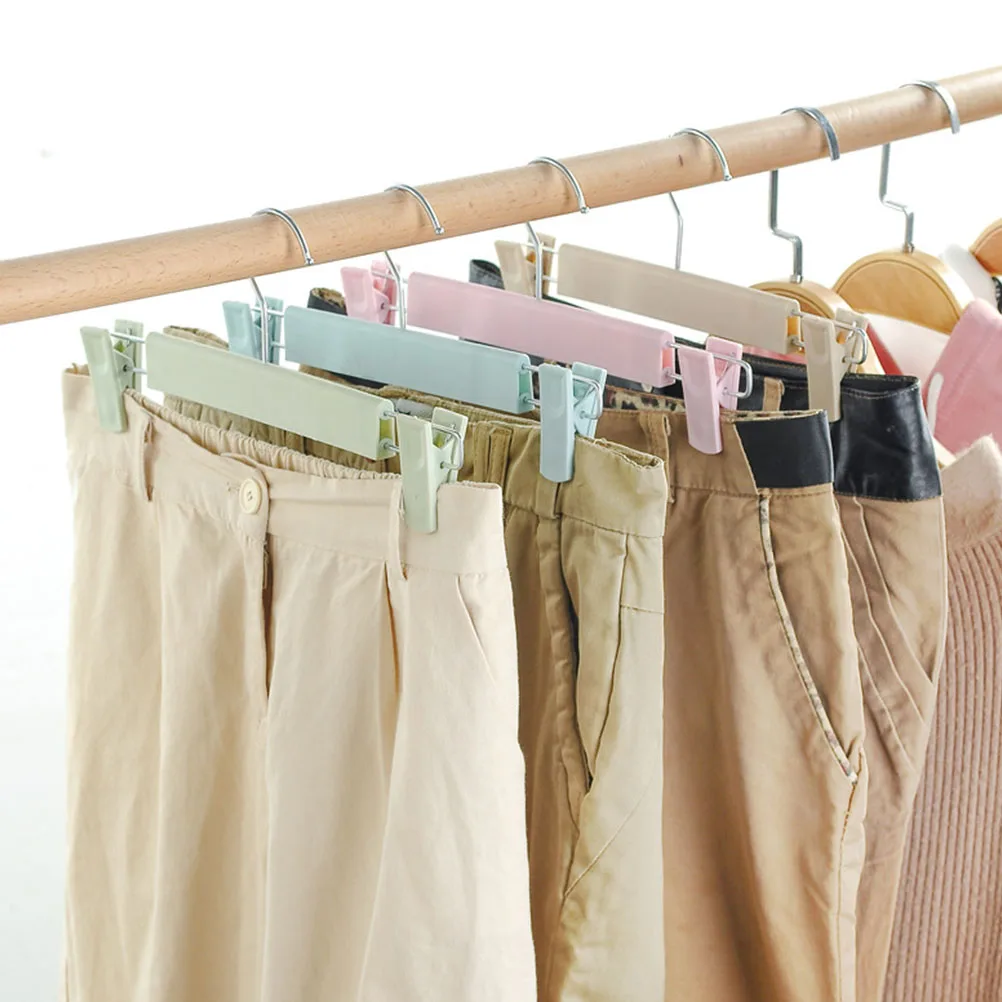 

10pcs Pink Clips Adjustable Skid Pants Hanger Resistance Closet Storage Drying Rack Pants Clip Pant Rack