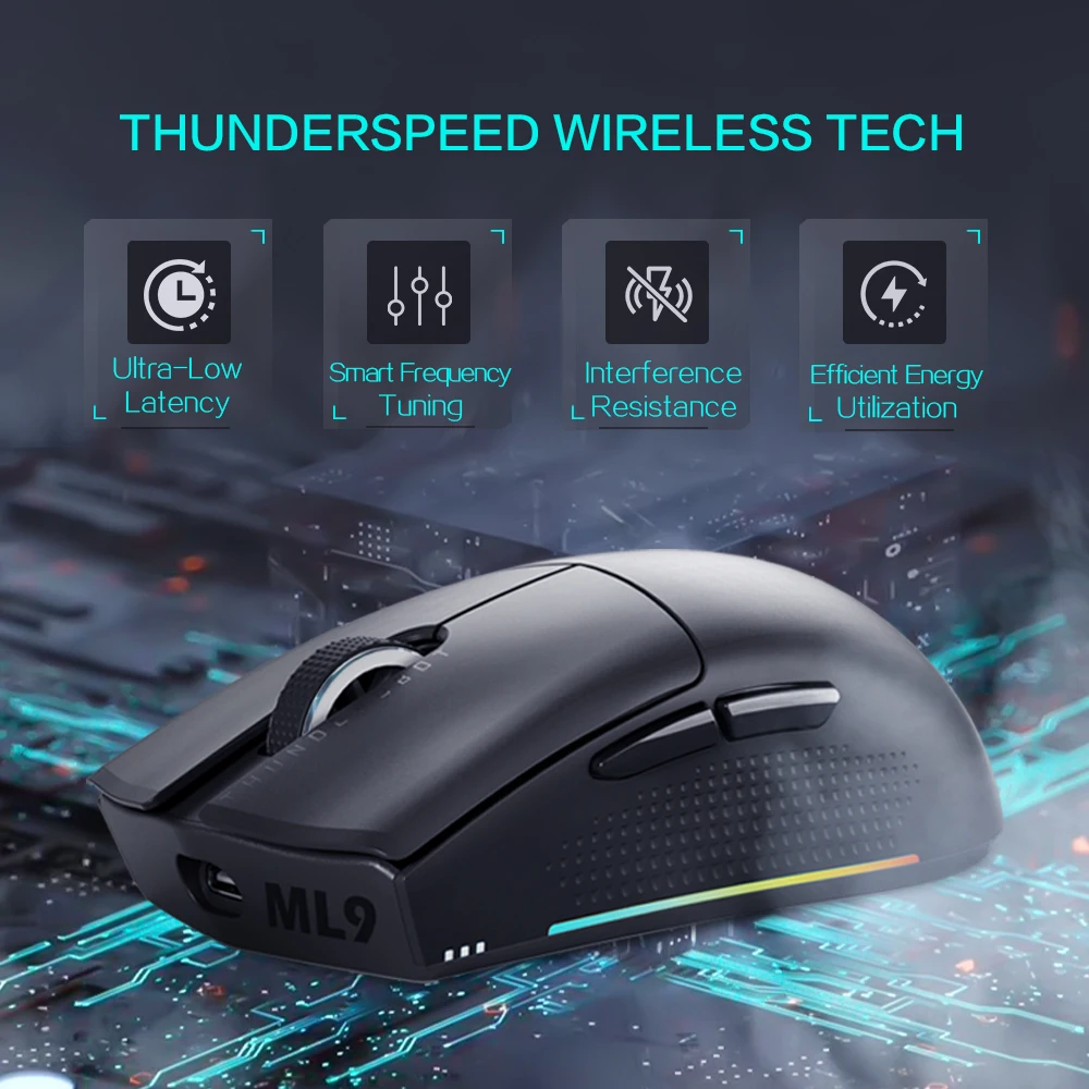 Thunderobot ML901 Wireless Bluetooth Gaming Mouse PAW3395 26000DPI 650IPS Nordic MCU Symmetrical Form For Laptop PC Gamer