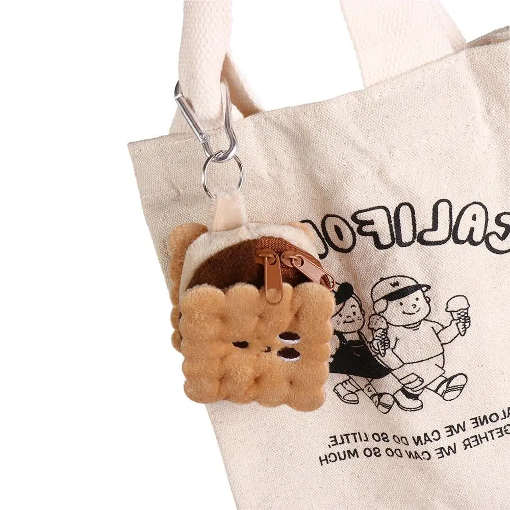 Sac de téléphone en peluche Kawai en forme de biscuit, sac de sauna en peluche, sac de monnaie à glissière, similaire à la nourriture