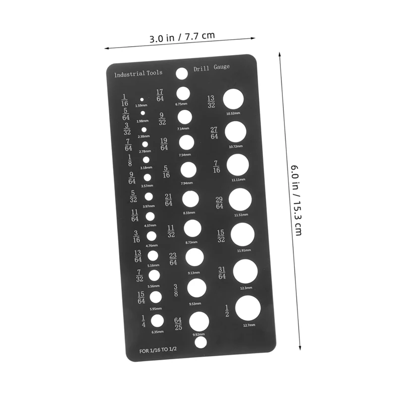 ABAE-Gauge wiertła 1/16 do 1/2 cala 29-otworowy przyrząd do pomiaru wiertła Dokładne narzędzie do pomiaru otworów wiertniczych