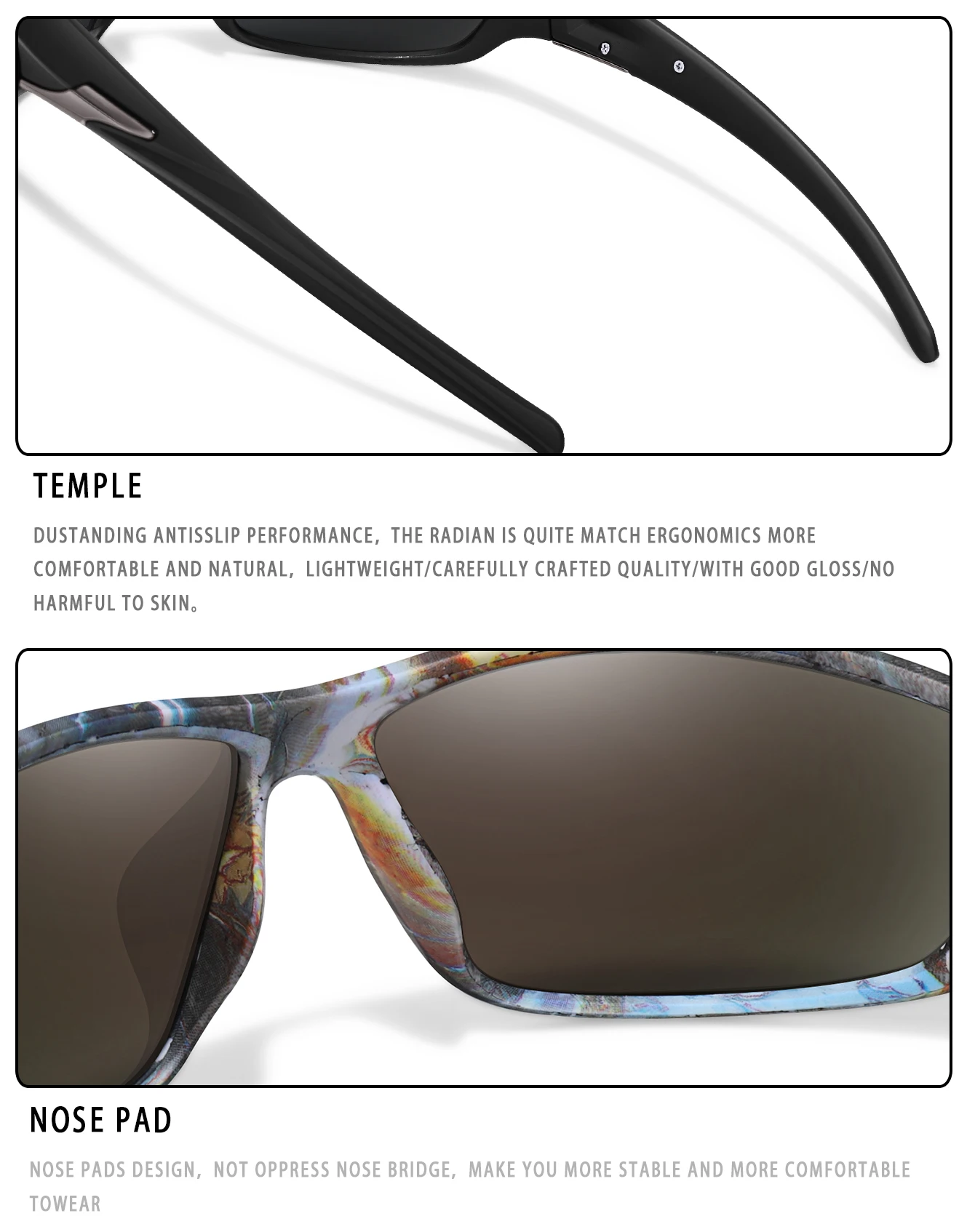 Polarisierte UV400-Angelsonnenbrille für Herren und Damen, Sportbrille zum Radfahren, Laufen, Wandern – Detail 15