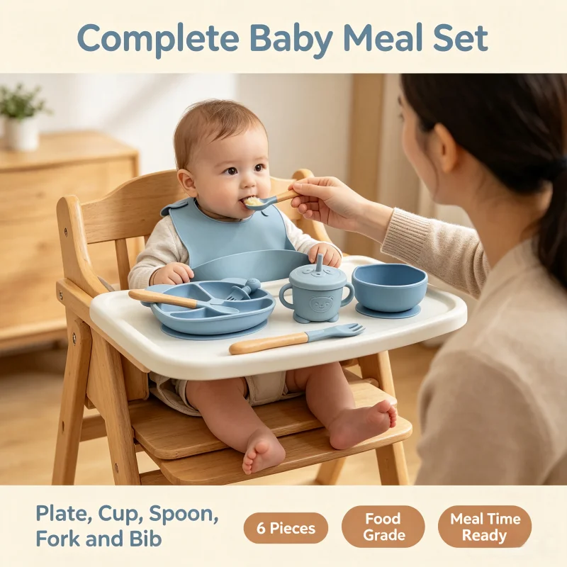 Baby Food Weaning - Set Peralatan Makan Anak Silikon Food