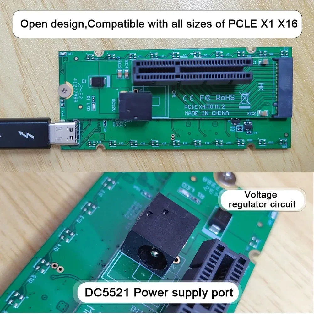 USB4 To PCIe 4.0 X4 Adapter 40Gbps Docking Station Thunderbolt Cable DC Power Notebook Innovative 5.1 Small Slot Card Reader 7.1