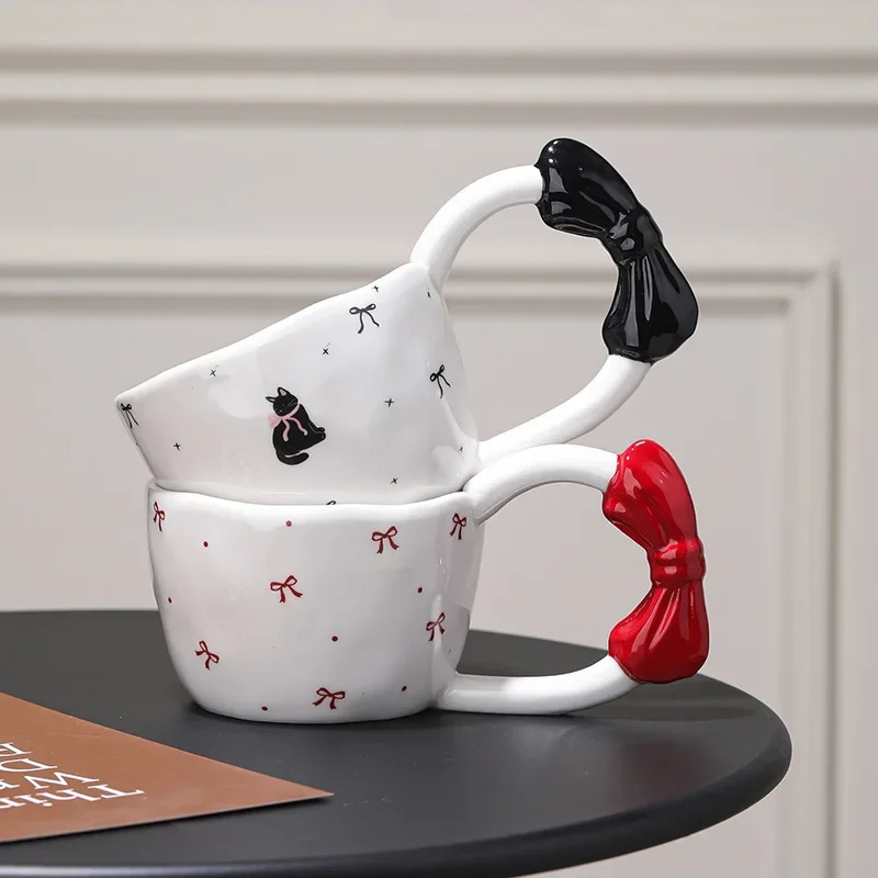 Butterfly Handle Large Ear Cup Ceramic Highvalue Mug Creative Cartoon Pattern Coffee Cup