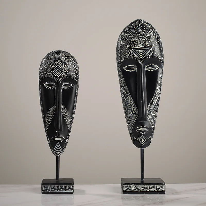 Abstract African American Style Resin Sculpture Mask Ornament Classical Art Handicraft Home Decor Gifts