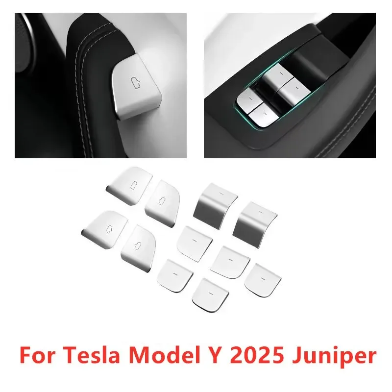 11X Silver Window Lift Panel Switch Button Cover For Tesla Model Y 2025 Juniper