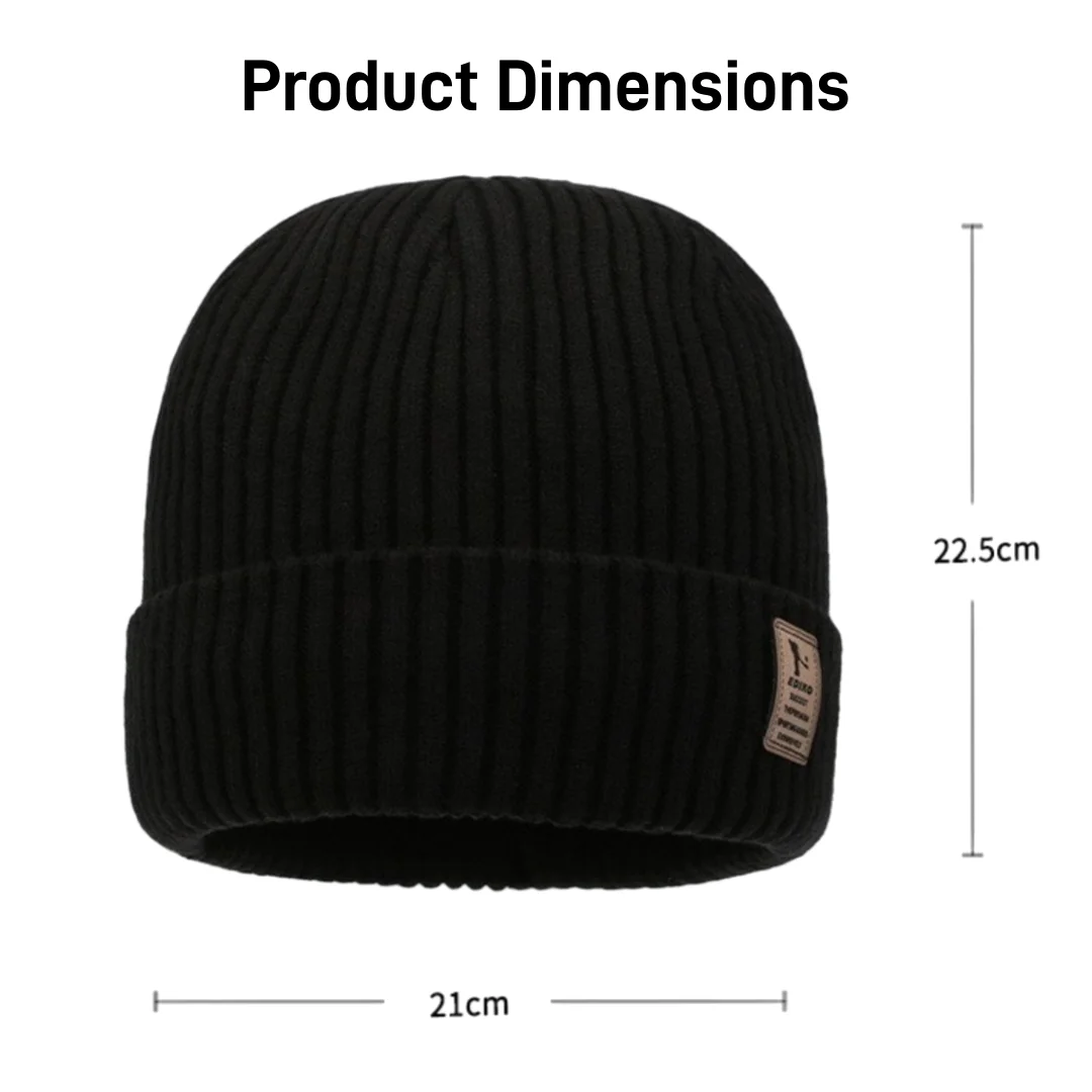 Winter Knit Beanie Hat for Men Women Warm Cuffed Ribbed Skull Cap Soft Thermal Outdoor Sports Ski Black Grey Navy