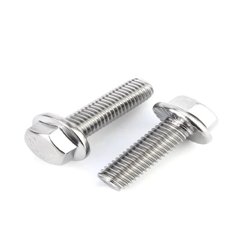 5-10 قطعة 304 سداسية من الفولاذ المقاوم للصدأ شفة البراغي M5 M6 M8/5 مللي متر 6 مللي متر 8 مللي متر A2-70 DIN6921/GB5787 مع مسامير غطاء رأس سداسي للغسالة المسننة #6