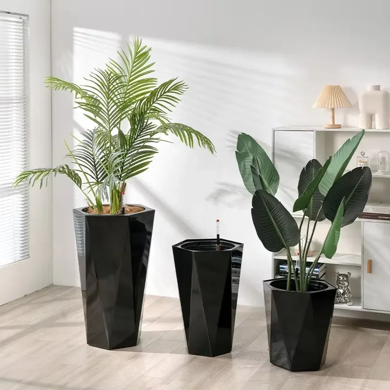 for Large Diamond Shaped Self-Draining Indoor Flower Pot Stylish Garden Balcony Home Decor ABS Plastic Flower Pot Design