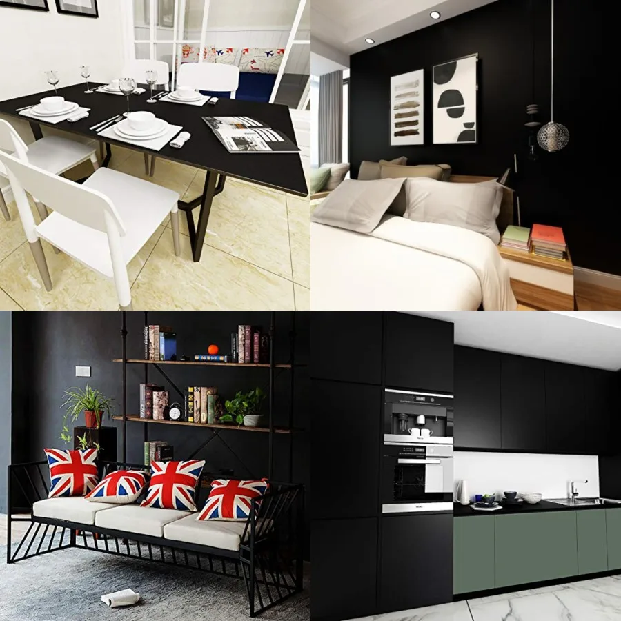 

15.8 X 591 Black Peel and Stick Wallpaper Removable Renter Friendly Wall Paper for Bathroom Bedroom Living Room Walls Waterproo