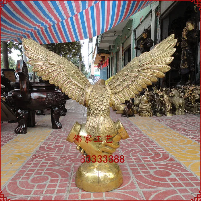 51CM Huge TOP ART Success Auspicious GOLD Arabia Eagle Falcon hawk brass statue-HOME office company efficacious Mascot view 3
