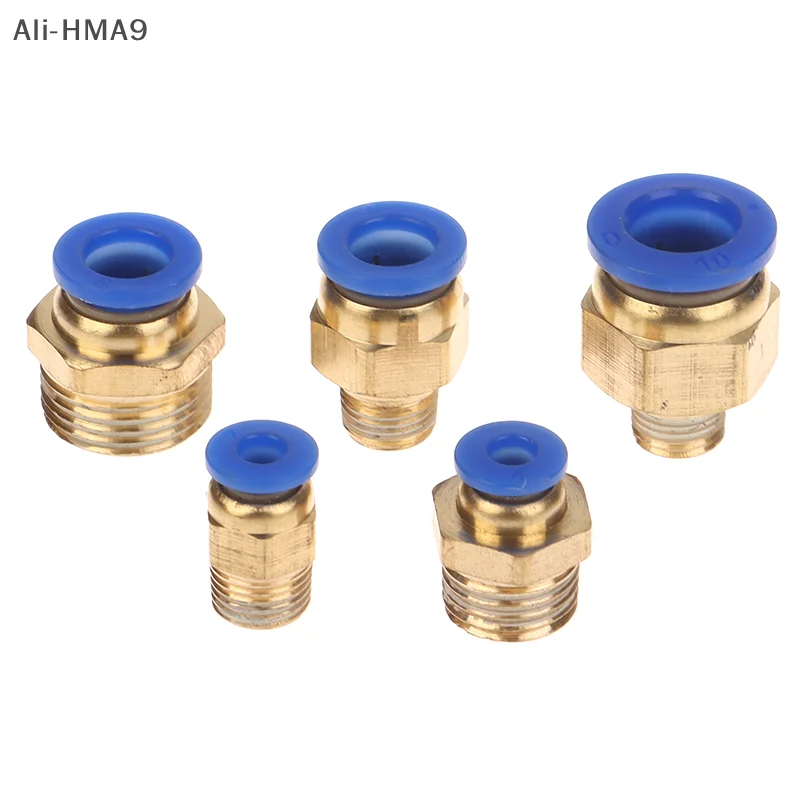 

1Pc Pneumatic Air Connector Fitting PC 4/6/8/10/12/14/16MM Thread 1/4" 1/8" 3/8" 1/2" 3/4"Hose Fittings Pipe Quick Connectors