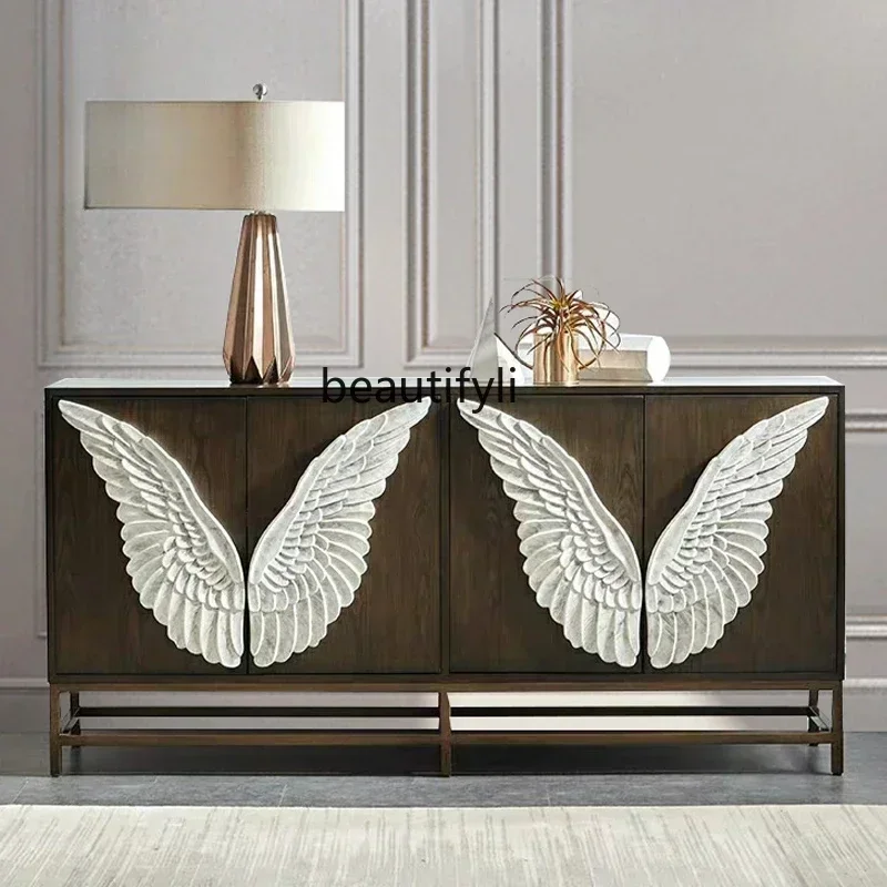 Home entrance partition cabinet Solid wood household dining side cabinet Simple modern wing storage shoe cabinet
