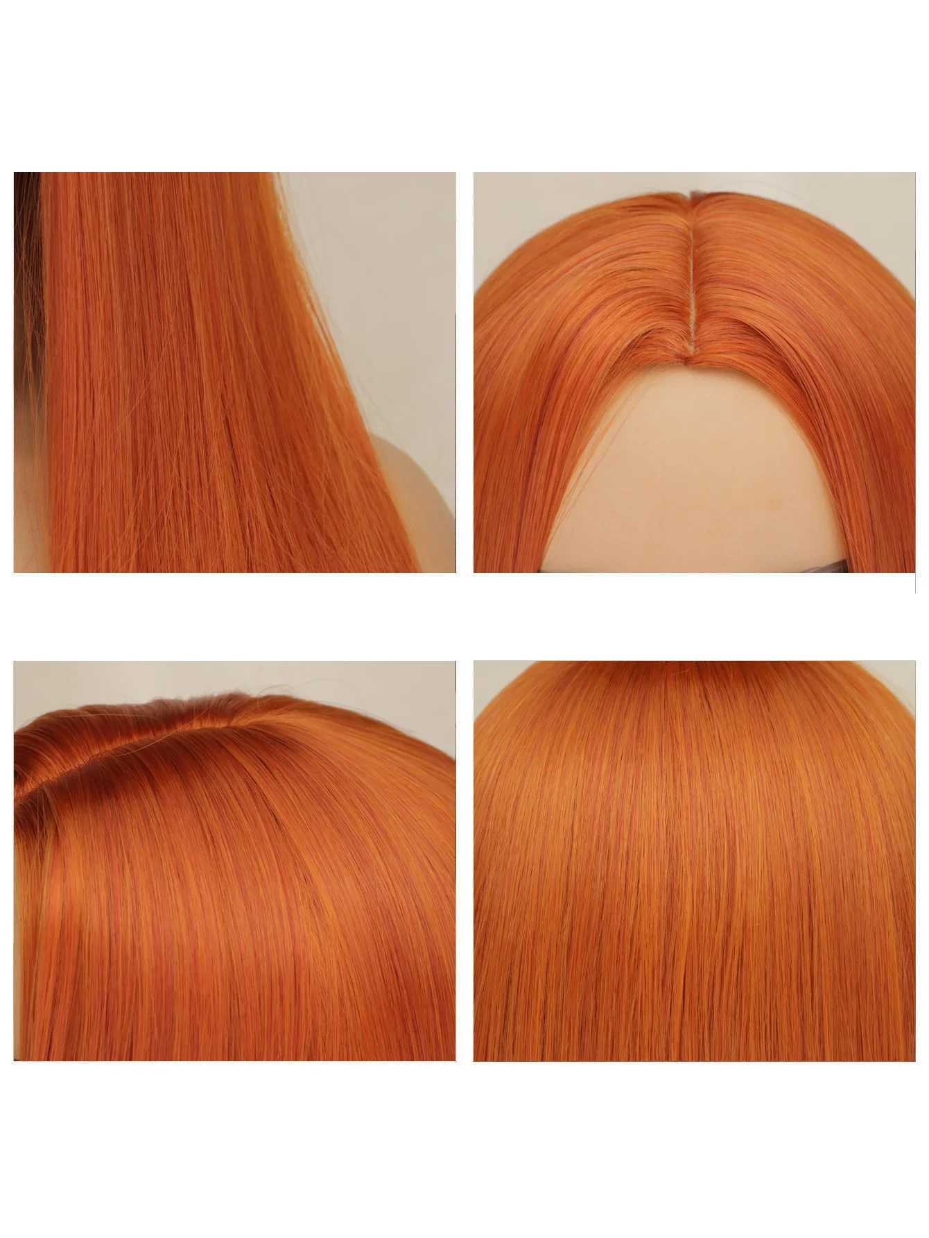 QQXCAIW-peluca larga y recta para mujer, pelo sintético resistente al calor, color naranja y rojo Natural, para fiesta de Cosplay