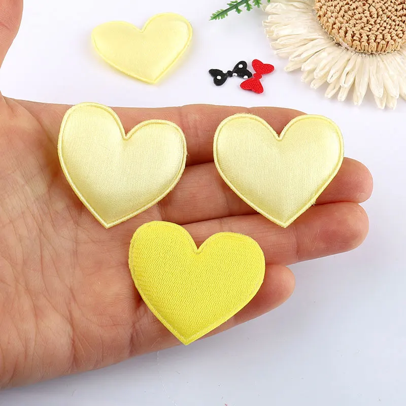100 Stück 4CM Hitzegepresste Stoff-Herzapplikationen für DIY Handgemachte Haarspangen, Taschen, Hüte, Spielzeug und Stoffaccessoires – Detail 10