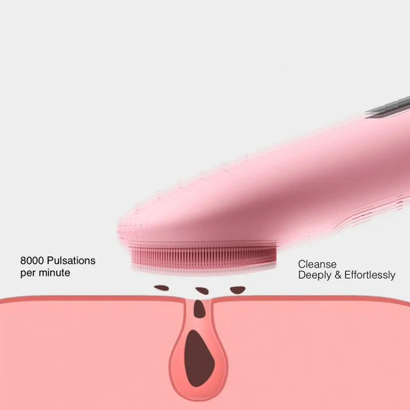 휴대용 방수 실리콘 소닉 워시 페이셜 마사지 브러쉬, 전기 페이셜 클렌징 브러쉬, 뷰티 디바이스