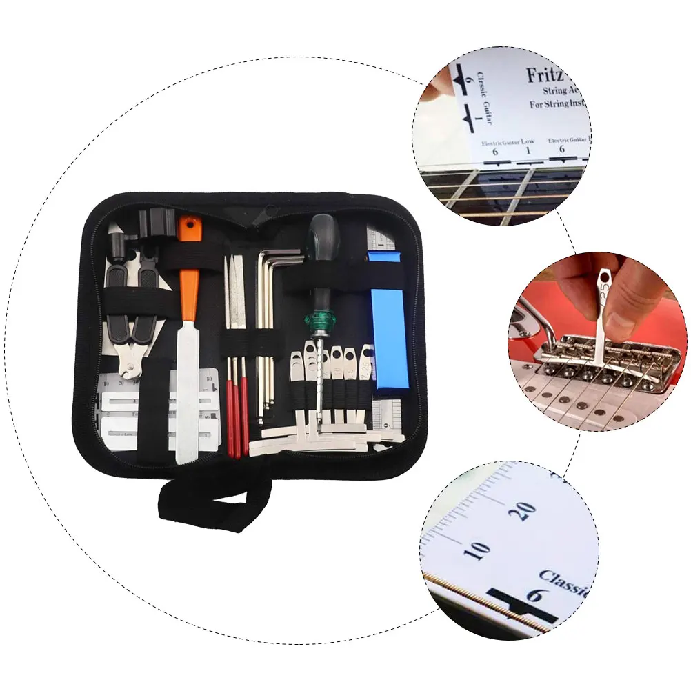 

Repair Tool Kit Professional Maintenance Tools Electric Guitar Accessories Durable Lightweight Portable Storage Bag Included For