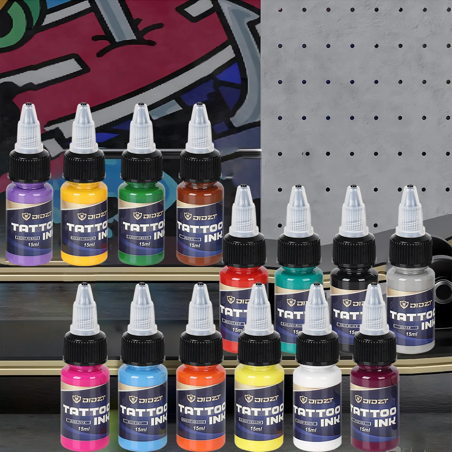 Tattoo Ink Set 15ml Tattoo Supply 14 Color Pigment Set Ink  Professional Tattoo Ink Kits, Tattoo Consumables, Durable, Painting