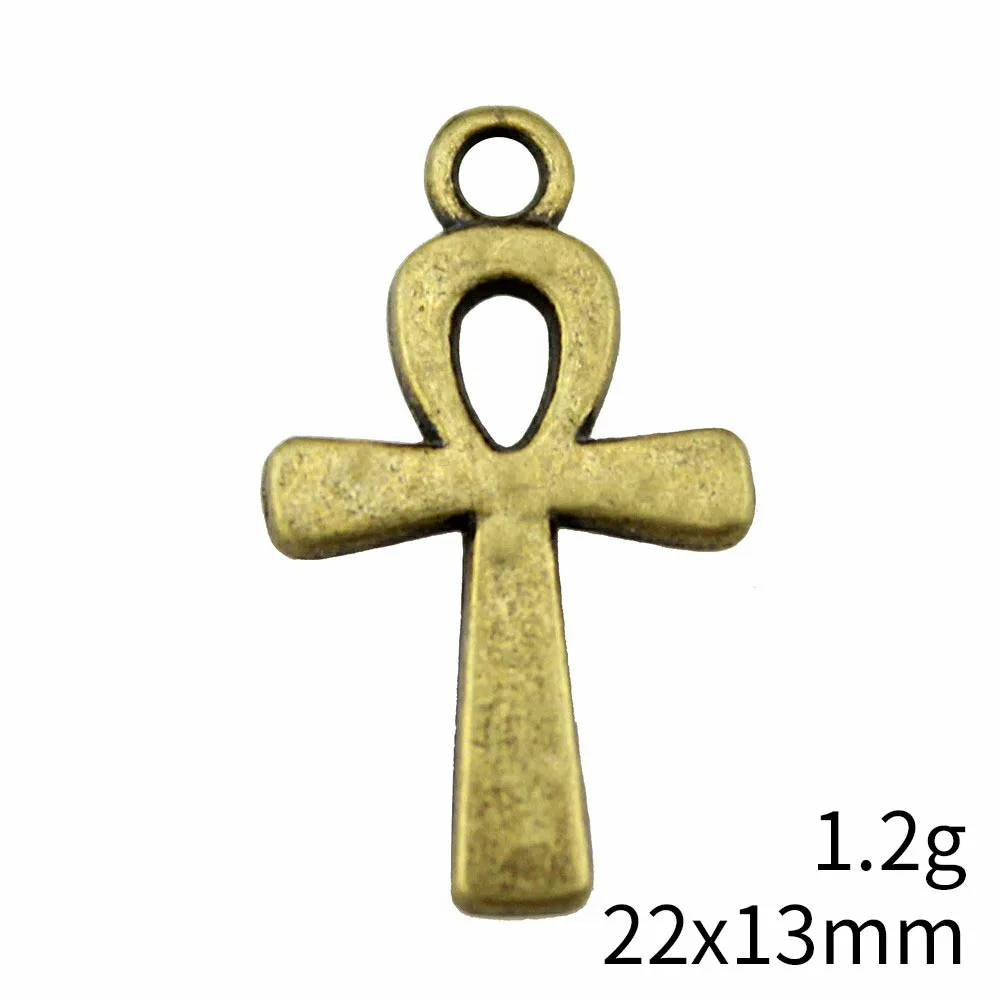 IFOCUS 10pcs/Lot Life Key Ankh Cross Charms For DIY Jewelry Making Zinc Alloy 22x13mm/0.87x0.51inch