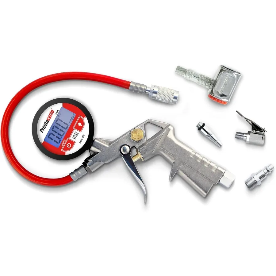 

Prestaflator Bike Tire Inflator Presta Schrader Valve Air Compressor Tool Works with Tubeless Standard Tires Bike Car Air Compr