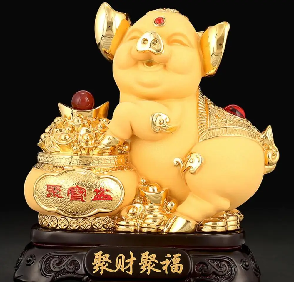 

Gold pig treasure presents pig arts and crafts High-end luxury Animal Sculpture statue carving Home Decoration