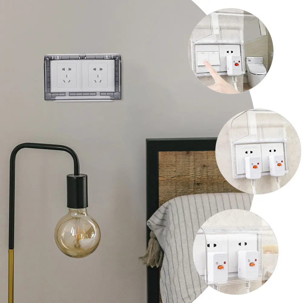 2Pcs Bathroom Outlet Cover Waterproof Dustproof Socket Protective Cover Strong Adhesion Reusable Plug Box for Kitchen Office