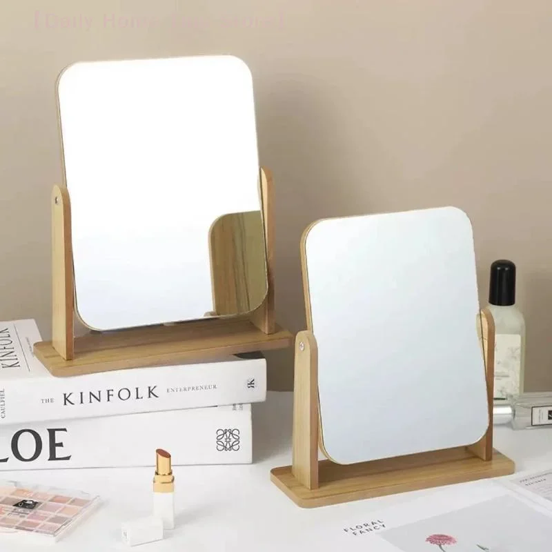 1PC Wooden Vanity Mirror Clear Personal Use Stand Angle Adjustable Makeup Base Desktop