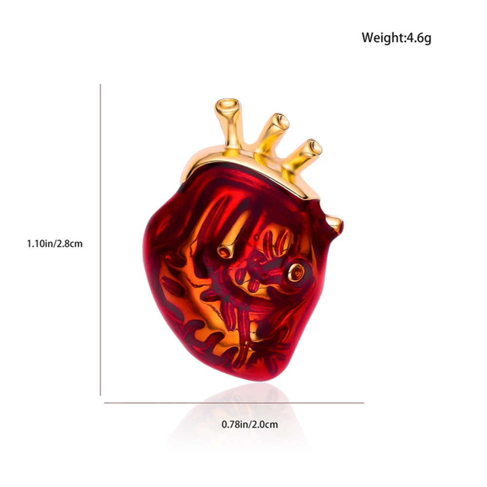 Catuni Red Heart Anatomy Organ Pin Brooch Medical Cardiovascular Badge Lapel Backpack ACC for Doctor Anatomist Nurse
