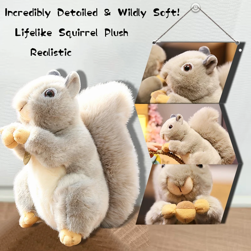 

Прекрасные плюшевые игрушки с белкой, держащие орехи, забавная белка, плюшевые куклы Kawaii, белка, реалистичная модель маленького животного, подарок на день рождения для ребенка