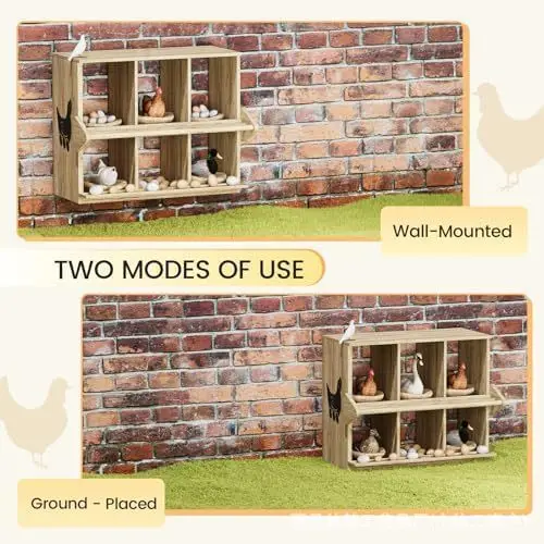 Wooden Chicken Nesting Box 6 Compartments Wall Mount Nest Box for Chicken Coop Versatile Use Wood Nesting Boxes for Hens