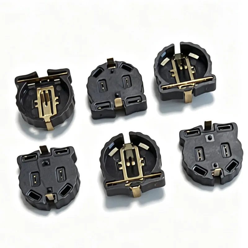 Pin CR1220 Button Battery Holder Through-hole Soldered Battery Holder Pin Gold Plated High-Temperature Resistant Up to 280°C